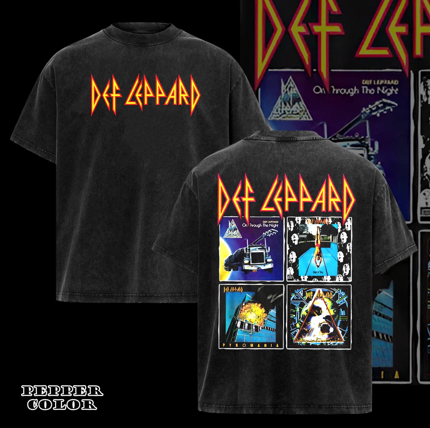 Vintage Def Leppard 4 Different Album Covers Men's T Shirt