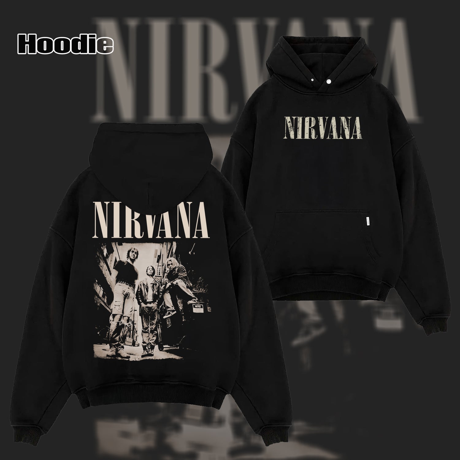 Vintage 90s Nirvana Vintage Kurt Cobain Grunge Rock Band T-shirt & hoodie