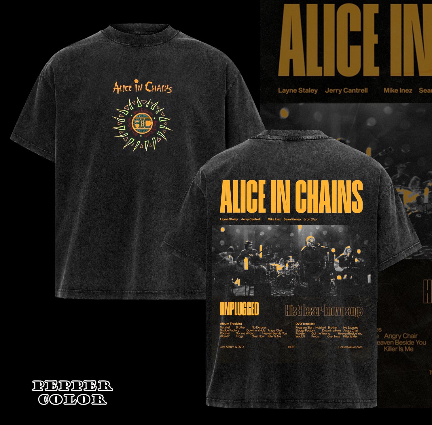 Vintage Alice In Chains - Dirt Album Tracklist T-Shirt, Classic 90s Grunge Vibes