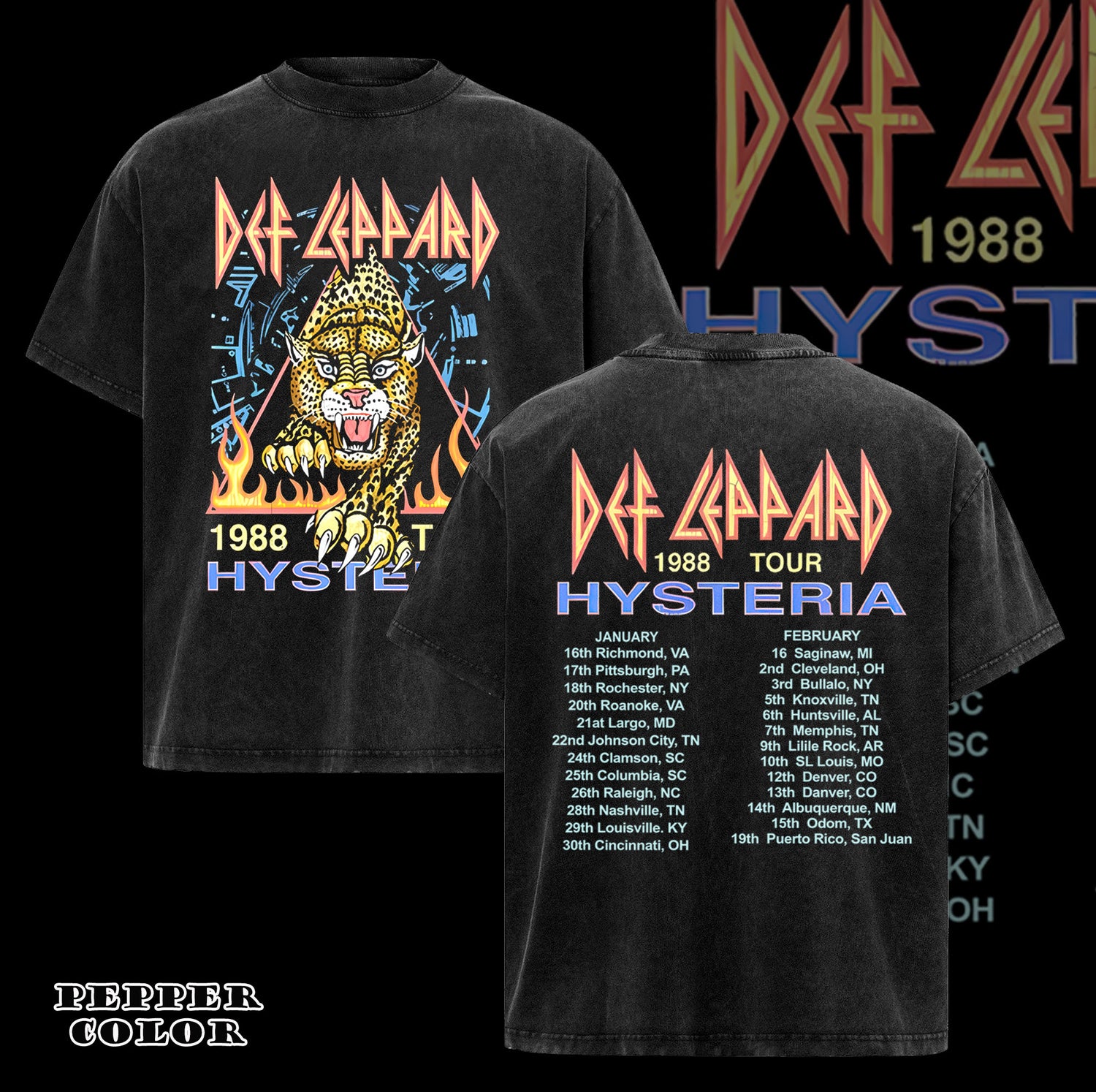 ReTro Def Leppard Hysteria 1988 Tour Music Retro Vintage T-Shirt Black Gift Fans