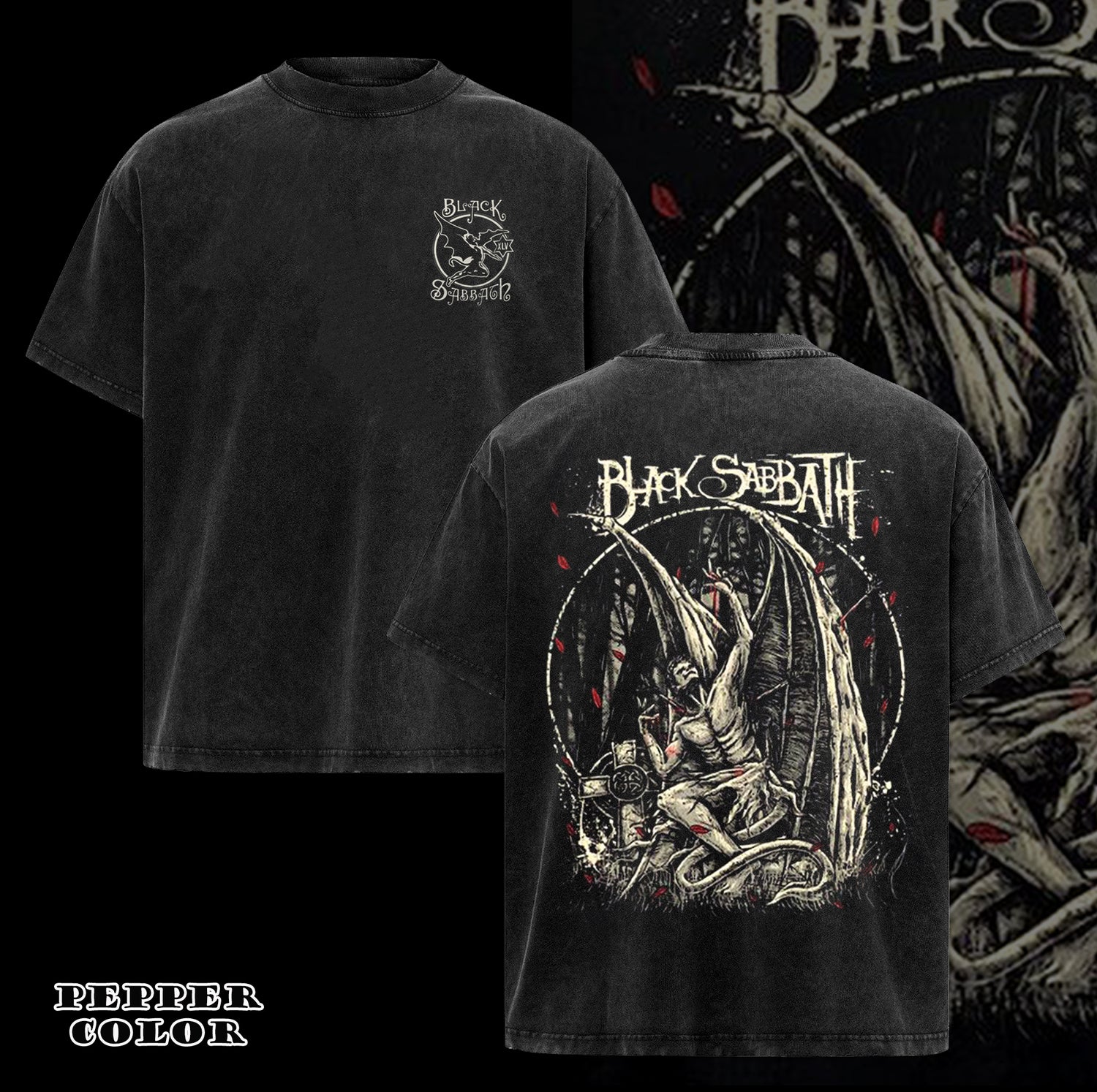 Vintage Black Sabbath Dark Seraph Fan Art Men and Women T-Shirt