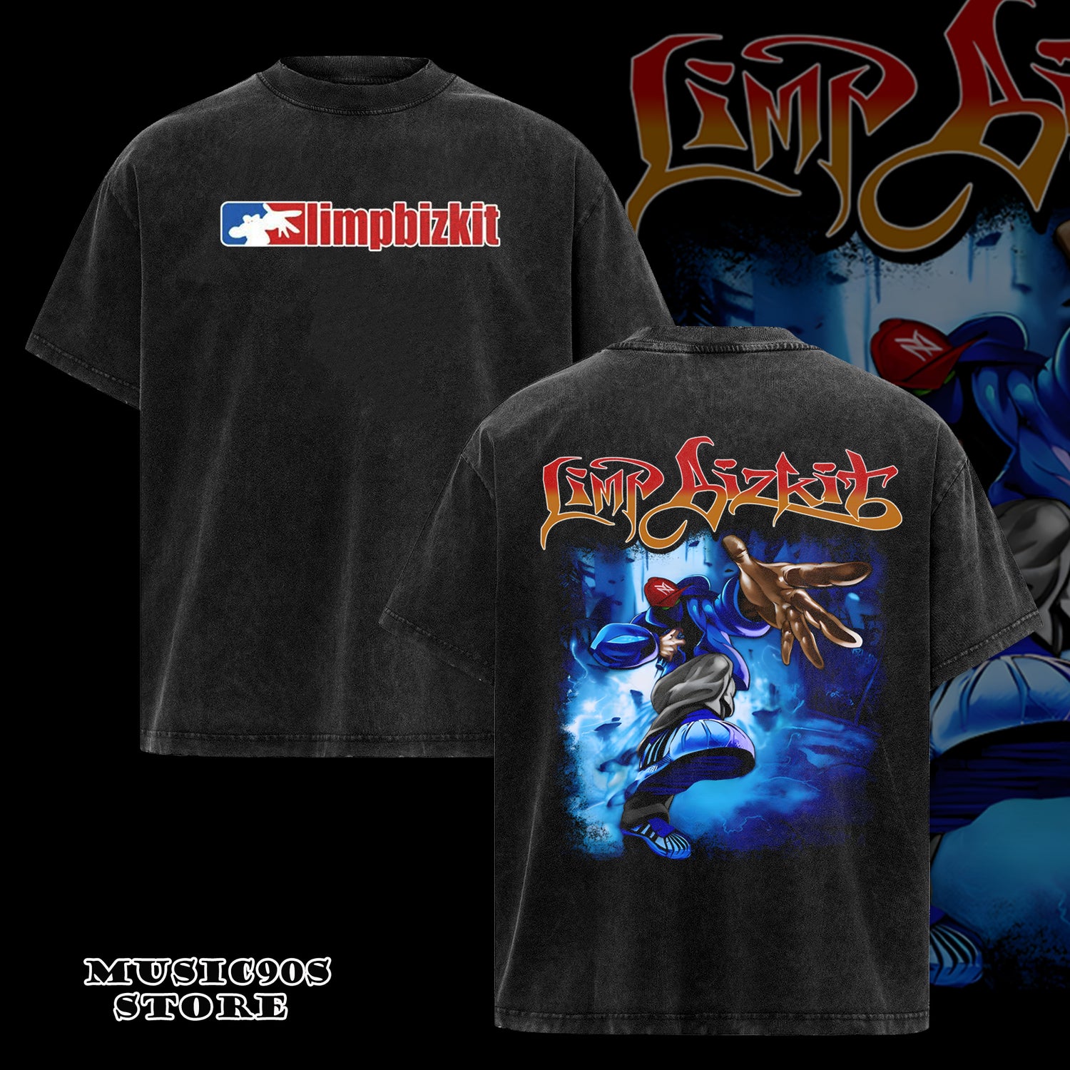 Retro Limp Bizkit Band Tour Black 2-Sided T-Shirt