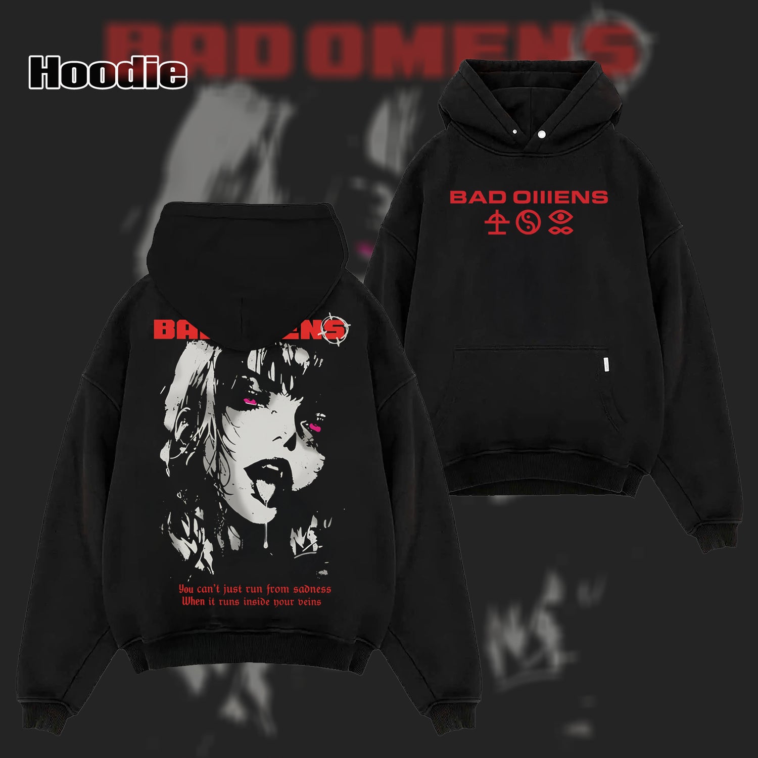 Vintage Rock Band Bad Omens Graphic T-Shirt & Hoodie