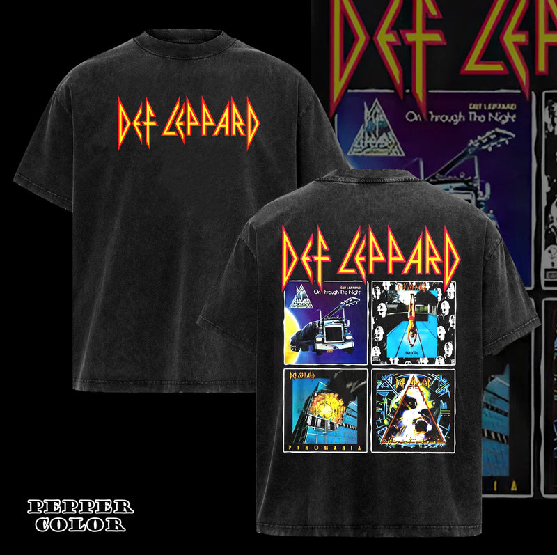 Vintage Def Leppard 4 Different Album Covers Men's T Shirt