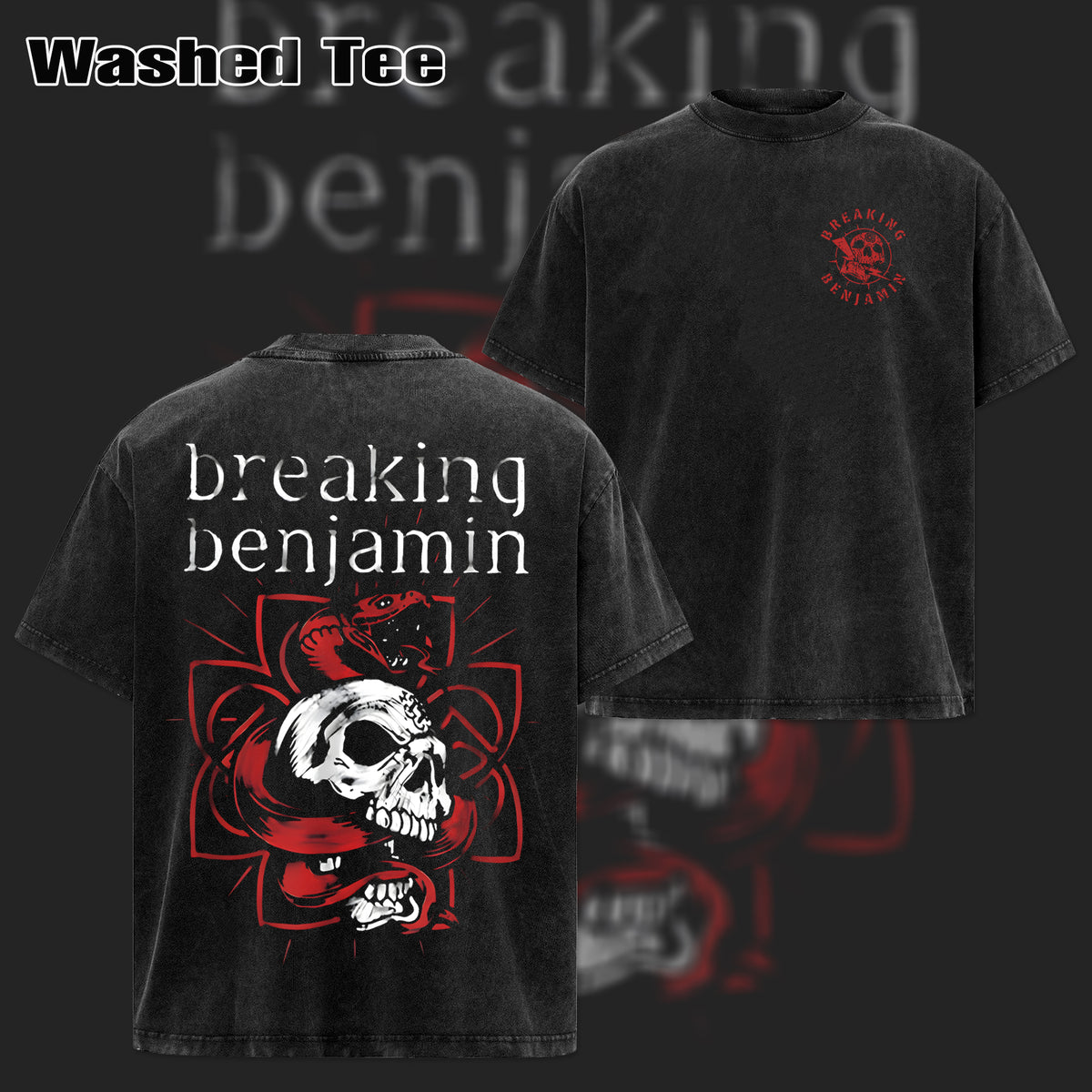 Vintage Breaking Benjamin Skull Snake Graphic T-Shirt & Hoodie