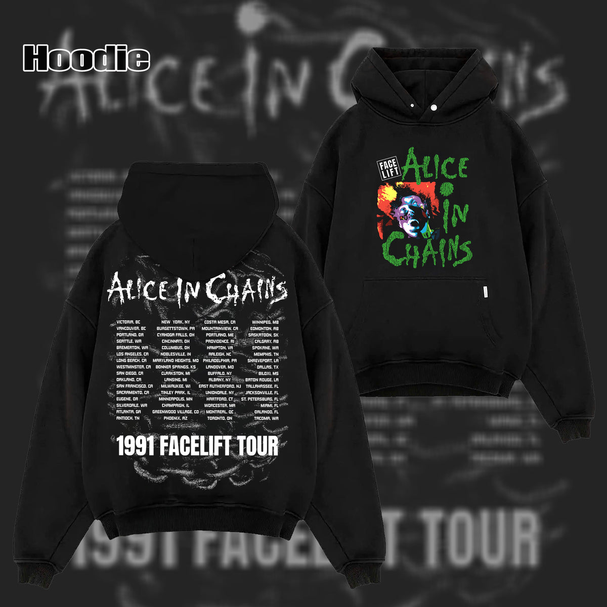 Retro Alice In Chains Facelift 1991 Tour t-shirt  & Hoodie