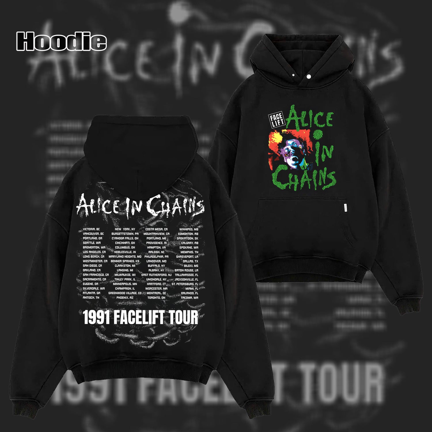 Retro Alice In Chains Facelift 1991 Tour t-shirt  & Hoodie