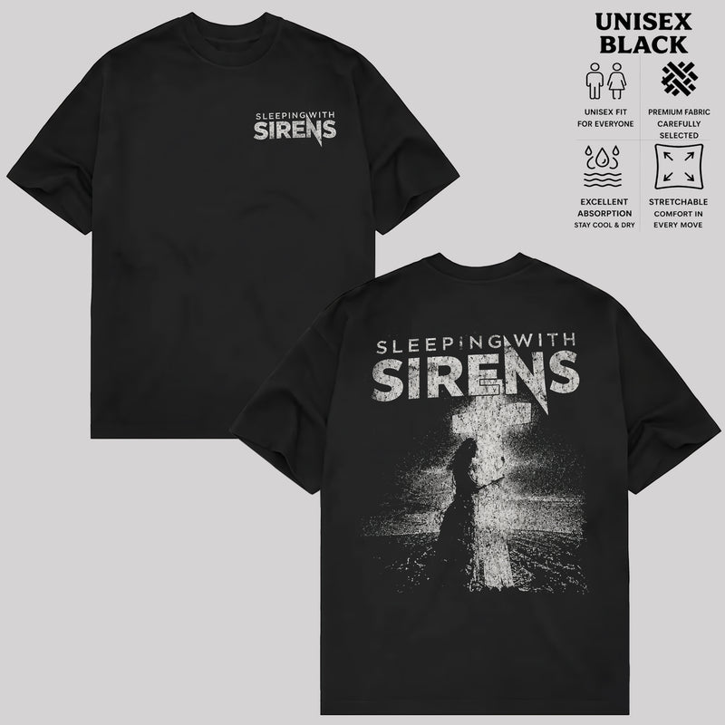 Sleeping With Sirens Band T-Shirt, Two-Sided Graphic Rock Tee