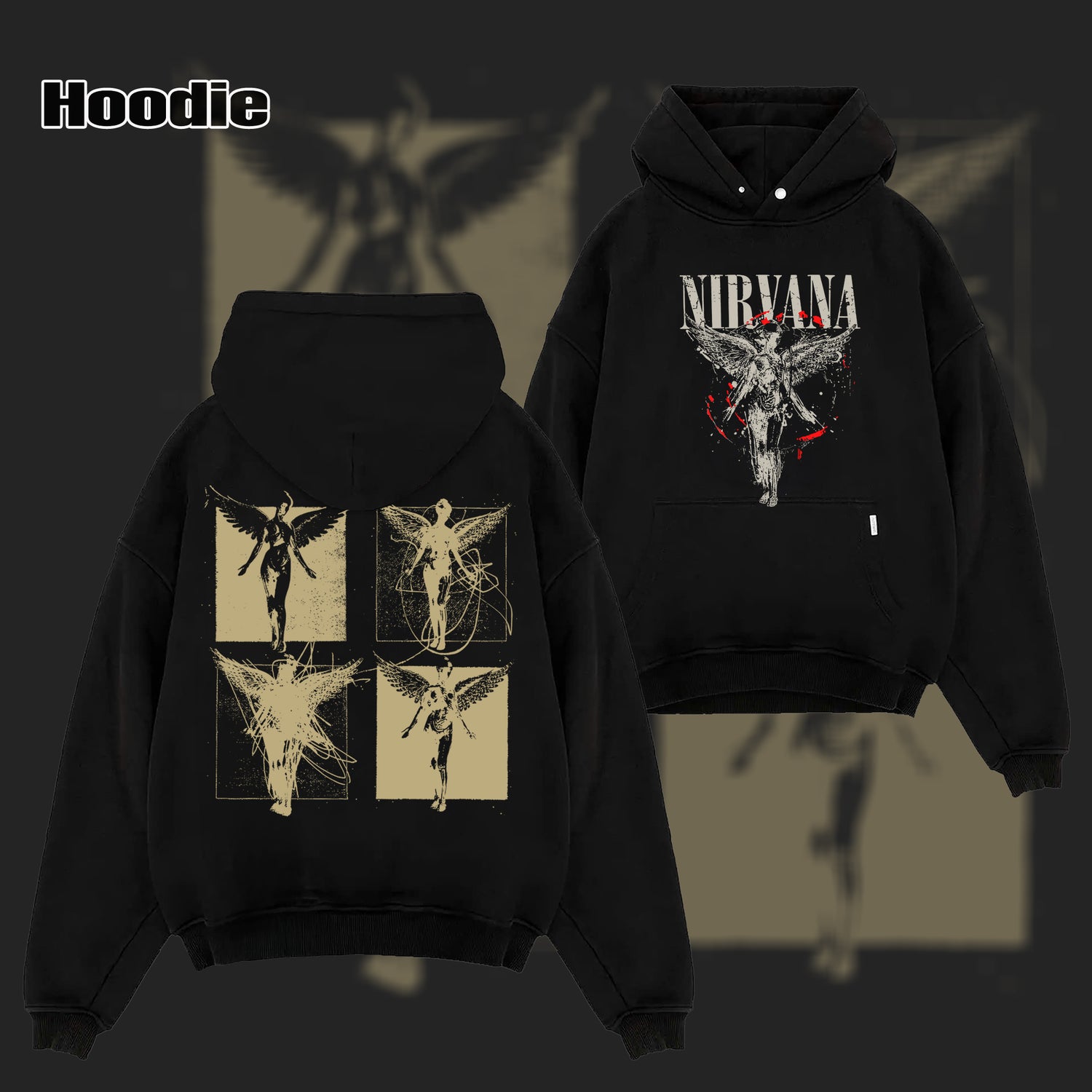 Vintage Nirvana In Utero T Shirt Angel Splatter Black T-shirt & hoodie