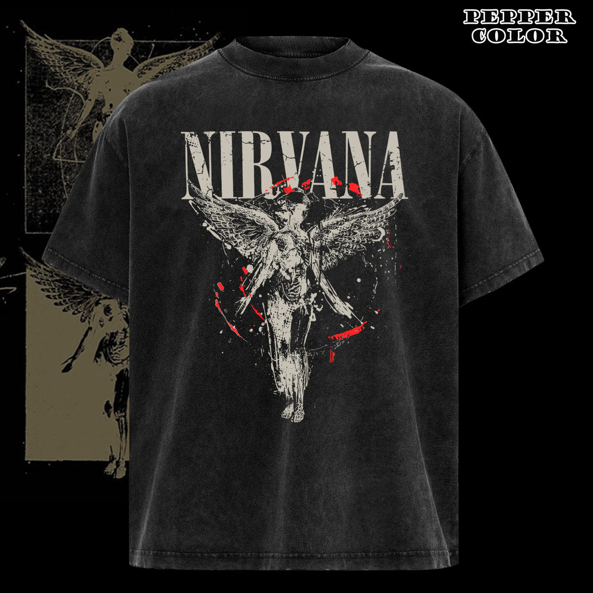 Vintage Nirvana In Utero Shirt Angel Graphic Grunge Rock Band Tee Vintage 90s Tshirt
