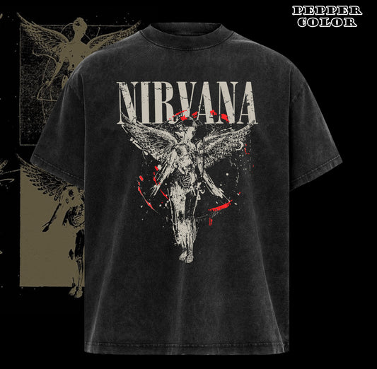 Vintage Nirvana In Utero Shirt Angel Graphic Grunge Rock Band Tee Vintage 90s Tshirt