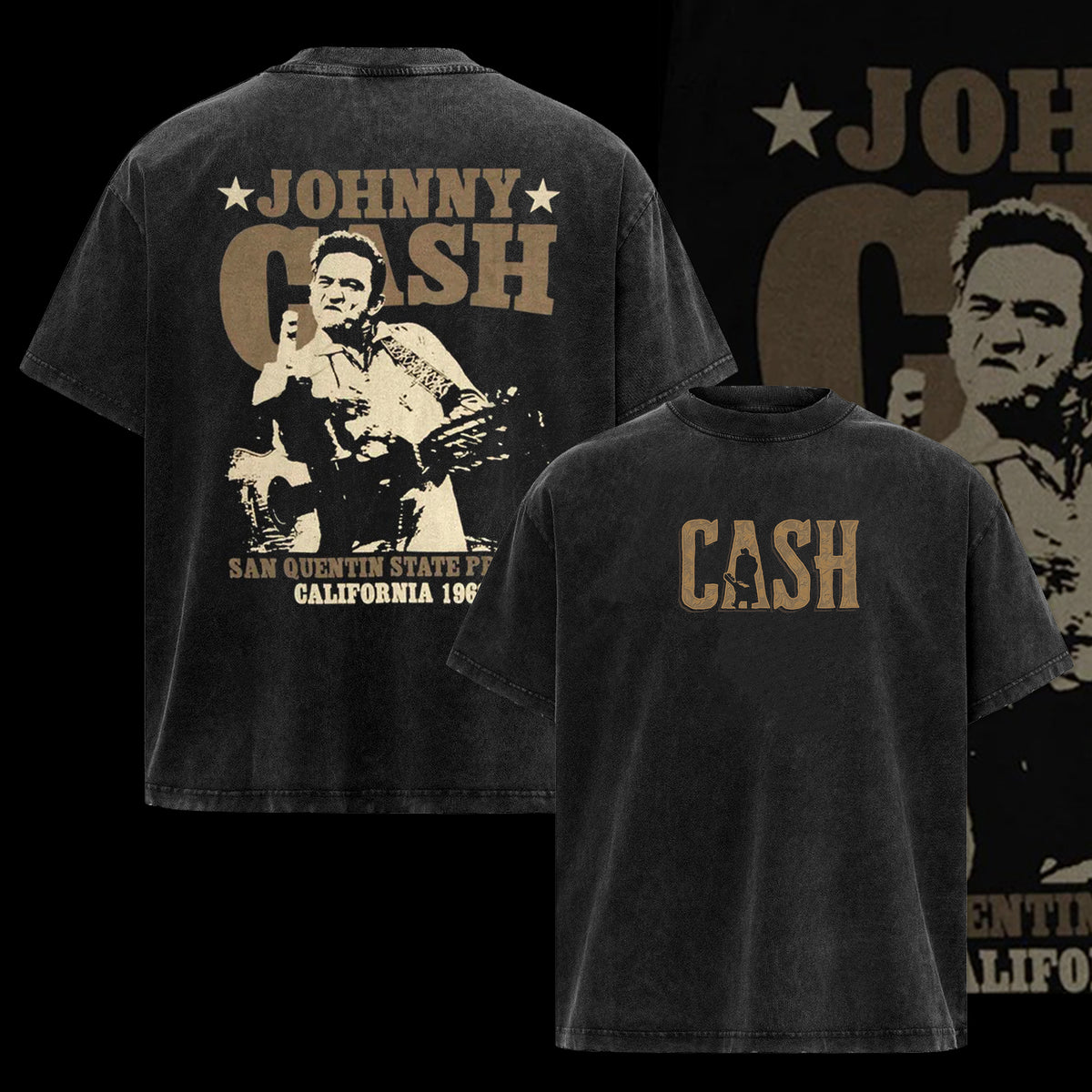 Vintage Johnny Cash - Mens Outlaw Finger T-Shirt