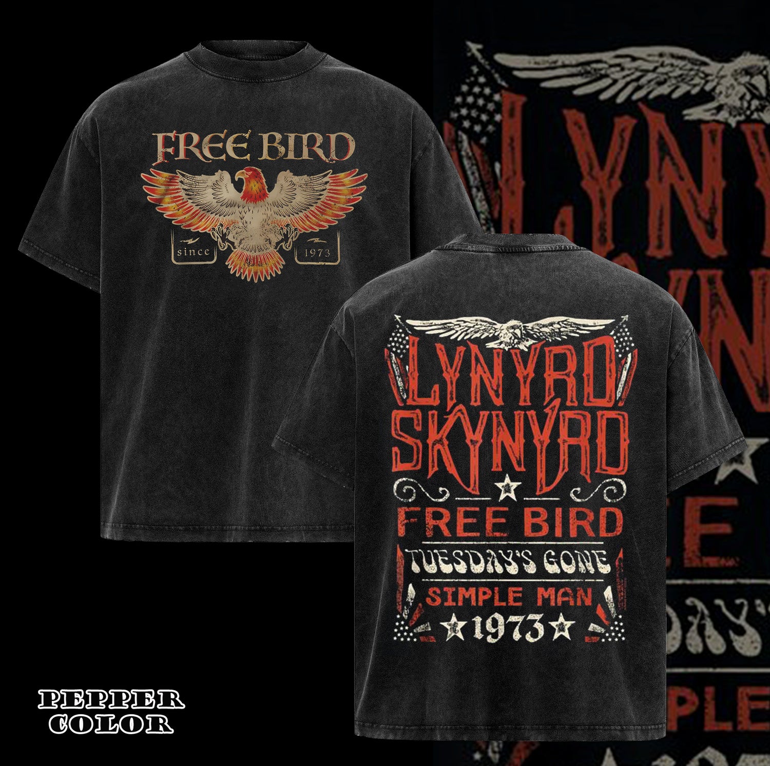 Vintage Lynyrd Skynyrd 1973 Hits Free Bird Mens Rock Music Band Graphic tee