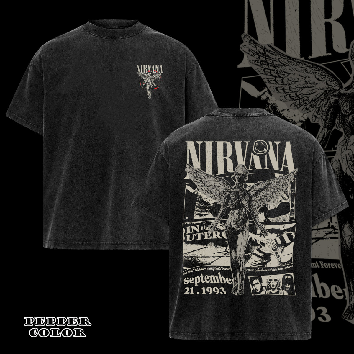 Nirvana In Utero Tour 1993 Shirt Band Graphic Tee Grunge Vintage