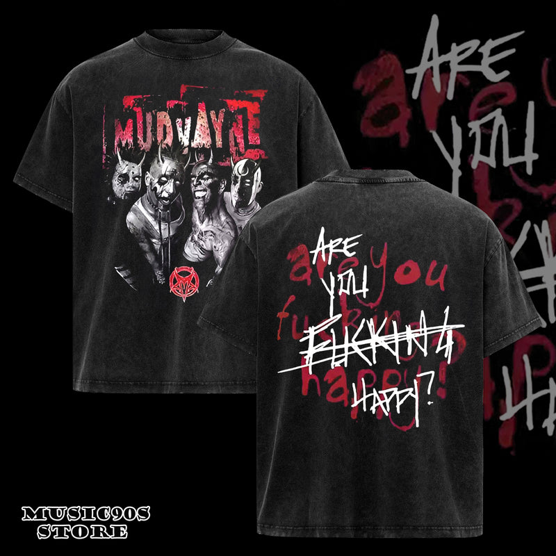 Vintage Mudvayne Band Are You Happy Cotton Black Full Size