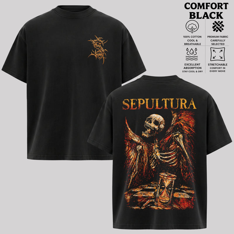 Sepultura Skeleton Graphic T-Shirt, Dark Gothic Metal Band Tee