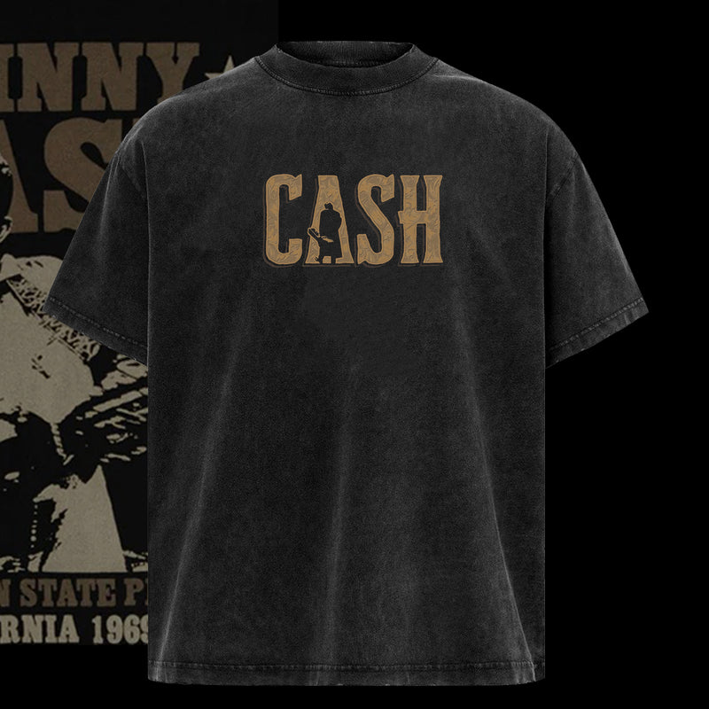 Vintage Johnny Cash - Mens Outlaw Finger T-Shirt