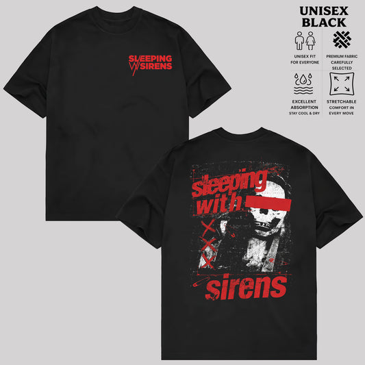 Sleeping With Sirens Band T-Shirt, Two-Sided Graphic Rock Tee