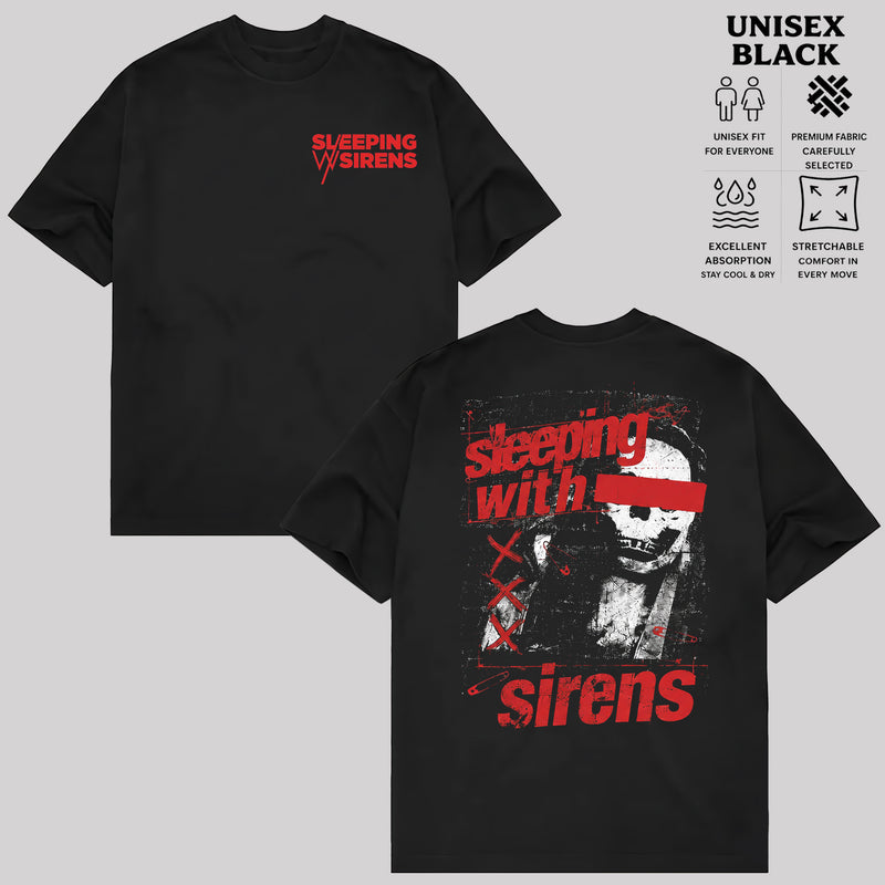 Sleeping With Sirens Band T-Shirt, Two-Sided Graphic Rock Tee