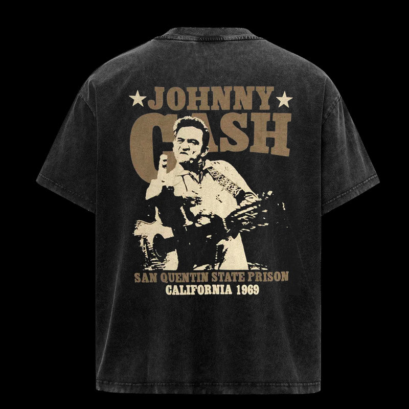 Vintage Johnny Cash - Mens Outlaw Finger T-Shirt