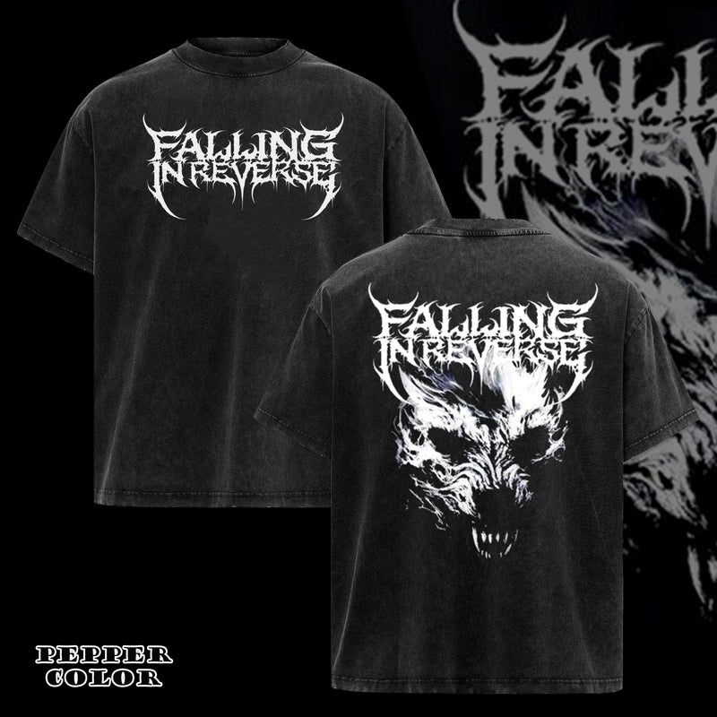 Retro FALLING IN REVERSE WOLF TEE NEW BLACK T-SHIRT