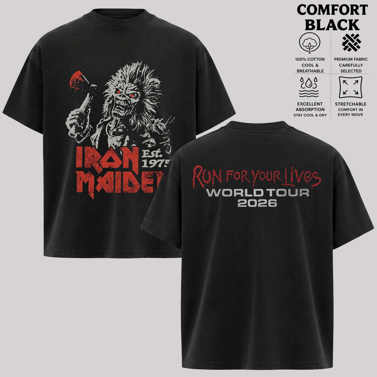 Iron Maiden T-Shirt, Vintage Heavy Metal Band Shirt, Retro Rock Music Graphic Tee