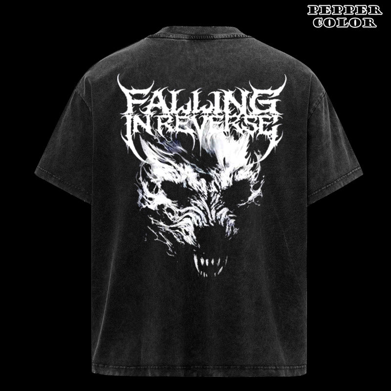 Retro FALLING IN REVERSE WOLF TEE NEW BLACK T-SHIRT