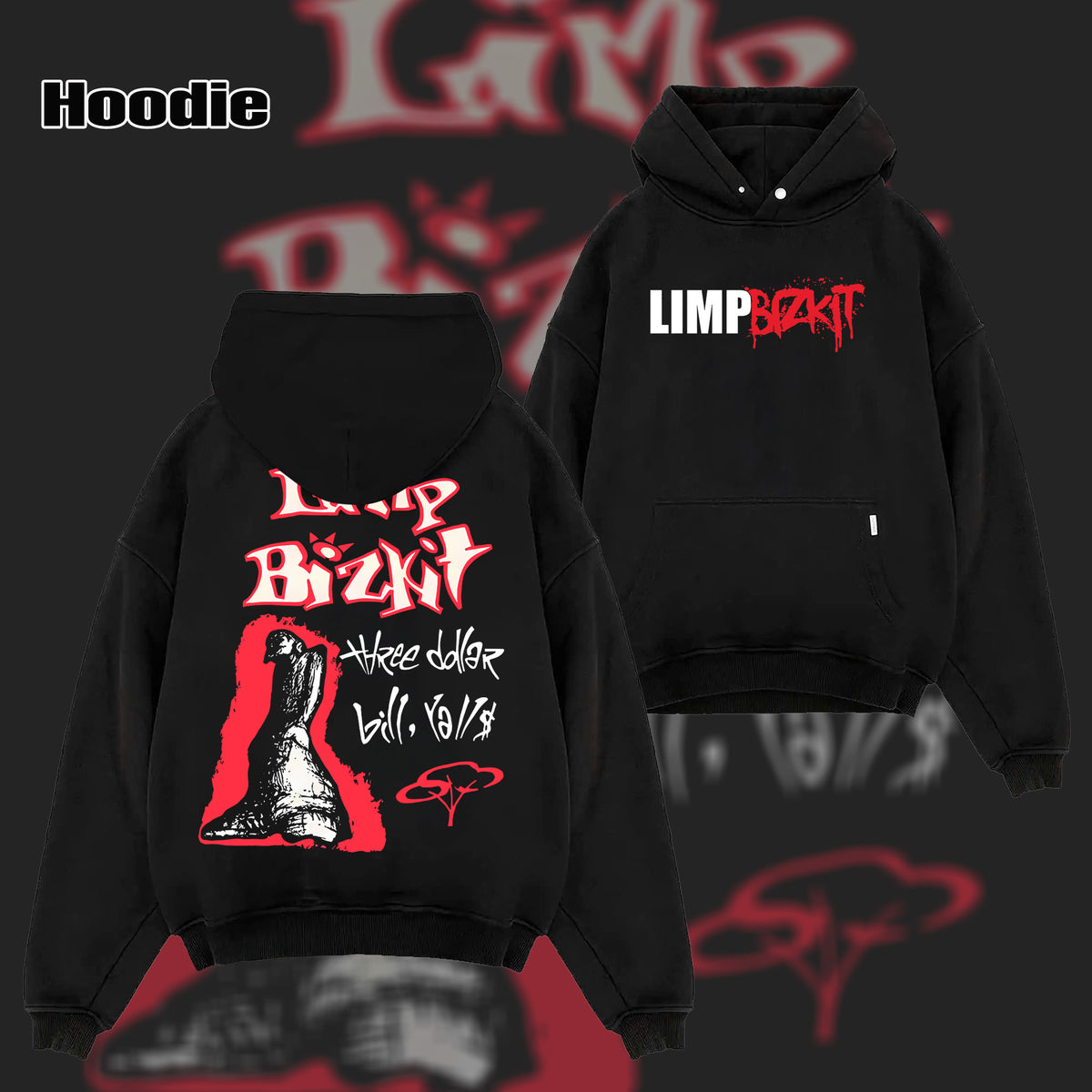 Retro Vintage 1997 Limp Bizkit Black Double Sided T Shirt & Hoodie