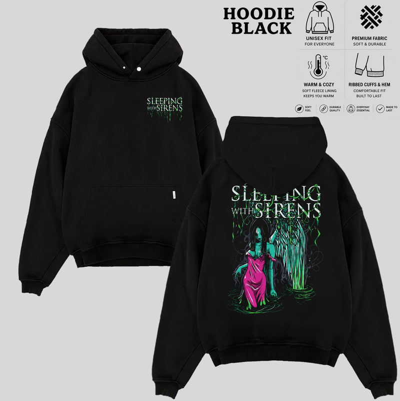 Sleeping With Sirens Band T-Shirt, Two-Sided Waterfall Graphic Rock Tee