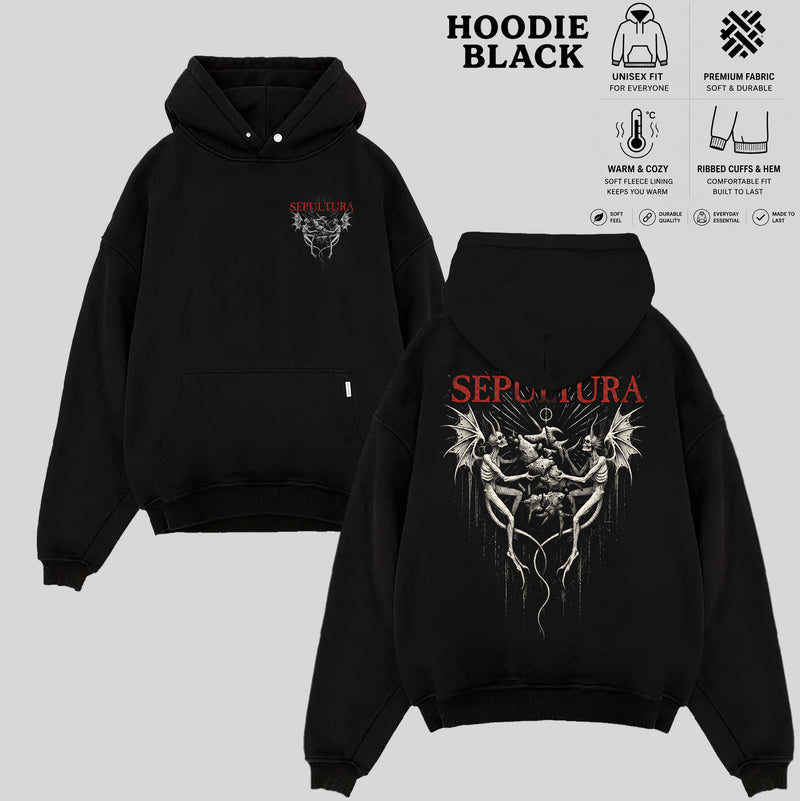 Sepultura Dark Fantasy Graphic T-Shirt, Gothic Skeleton Metal Tee