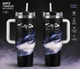 40oz Staind Band Tumbler with Handle and Straw
