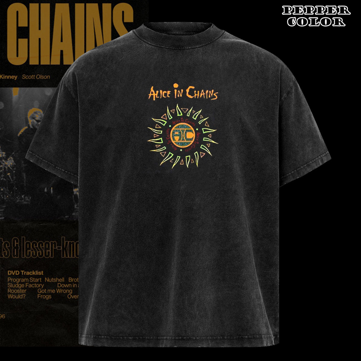 Vintage Alice In Chains - Dirt Album Tracklist T-Shirt, Classic 90s Grunge Vibes