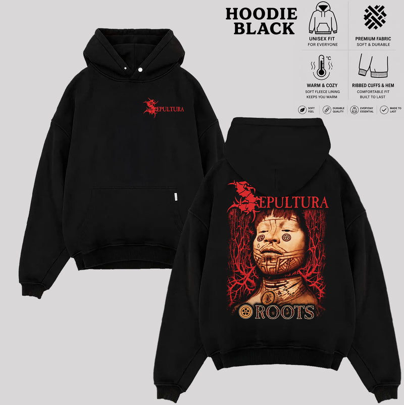 Sepultura Roots Graphic T-Shirt, Tribal Horror Metal Band Tee