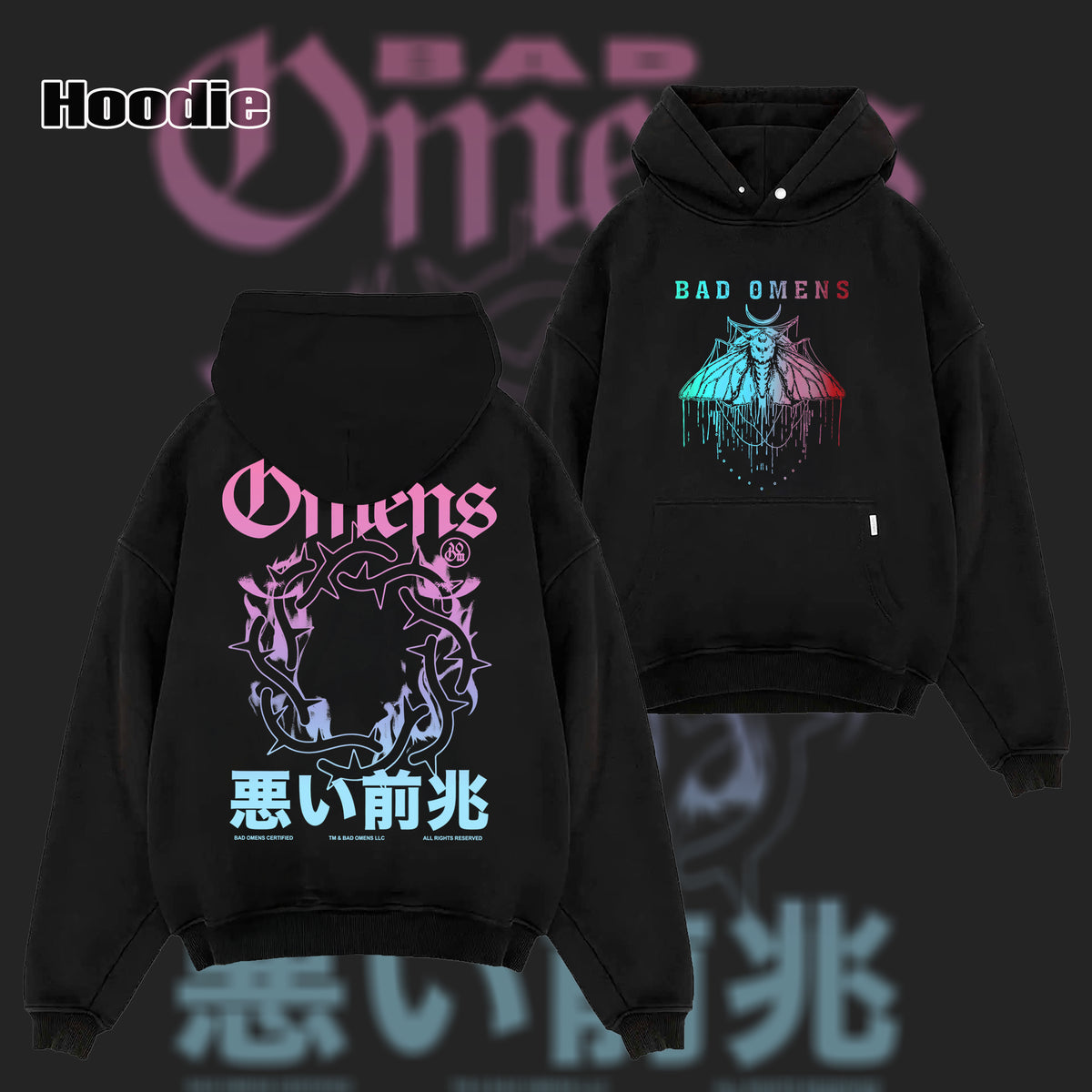 Retro Bad Omens Thorn Crown Boyfriend Fit Girls T-Shirt & Hoodie