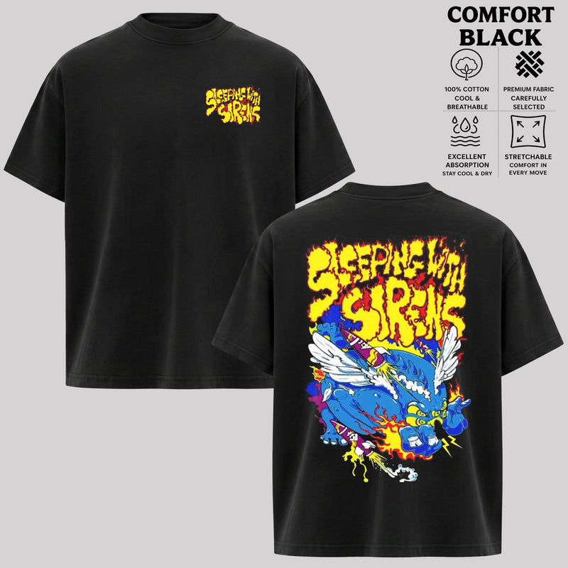 Sleeping With Sirens Band T-Shirt, Two-Sided Colorful Graphic Rock Tee