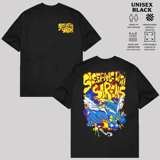 Sleeping With Sirens Band T-Shirt, Two-Sided Colorful Graphic Rock Tee