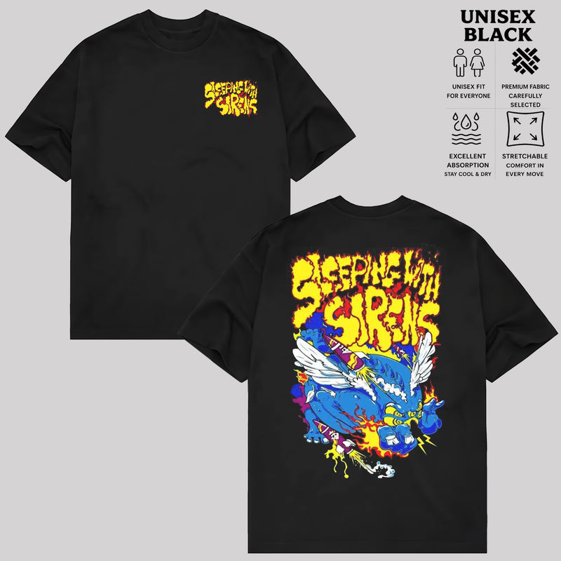 Sleeping With Sirens Band T-Shirt, Two-Sided Colorful Graphic Rock Tee