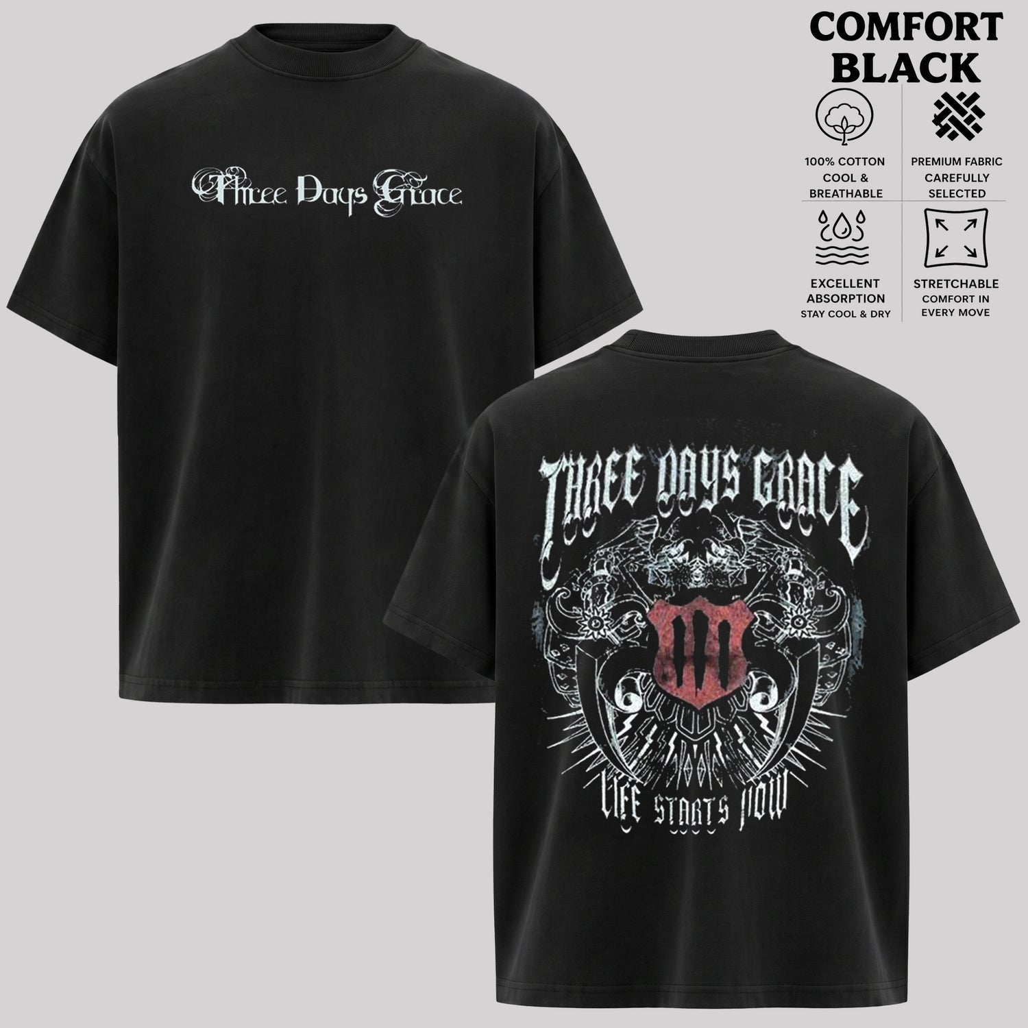 Three Days Grace Gothic Crest T-Shirt & hoodie