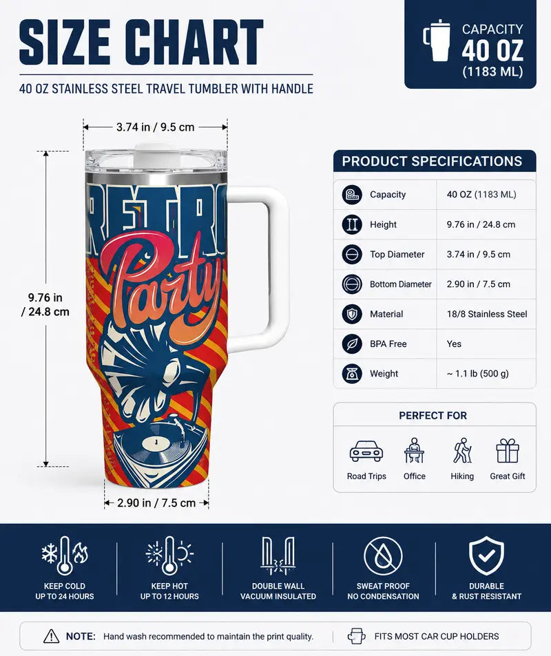 40oz Dolly Parton 80th Anniversary Tumbler with Handle and Straw