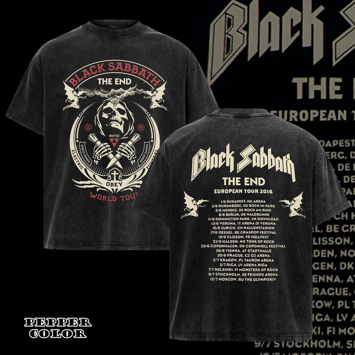 Vintage Black Sabbath The End World Tour  Unisex Tshirt