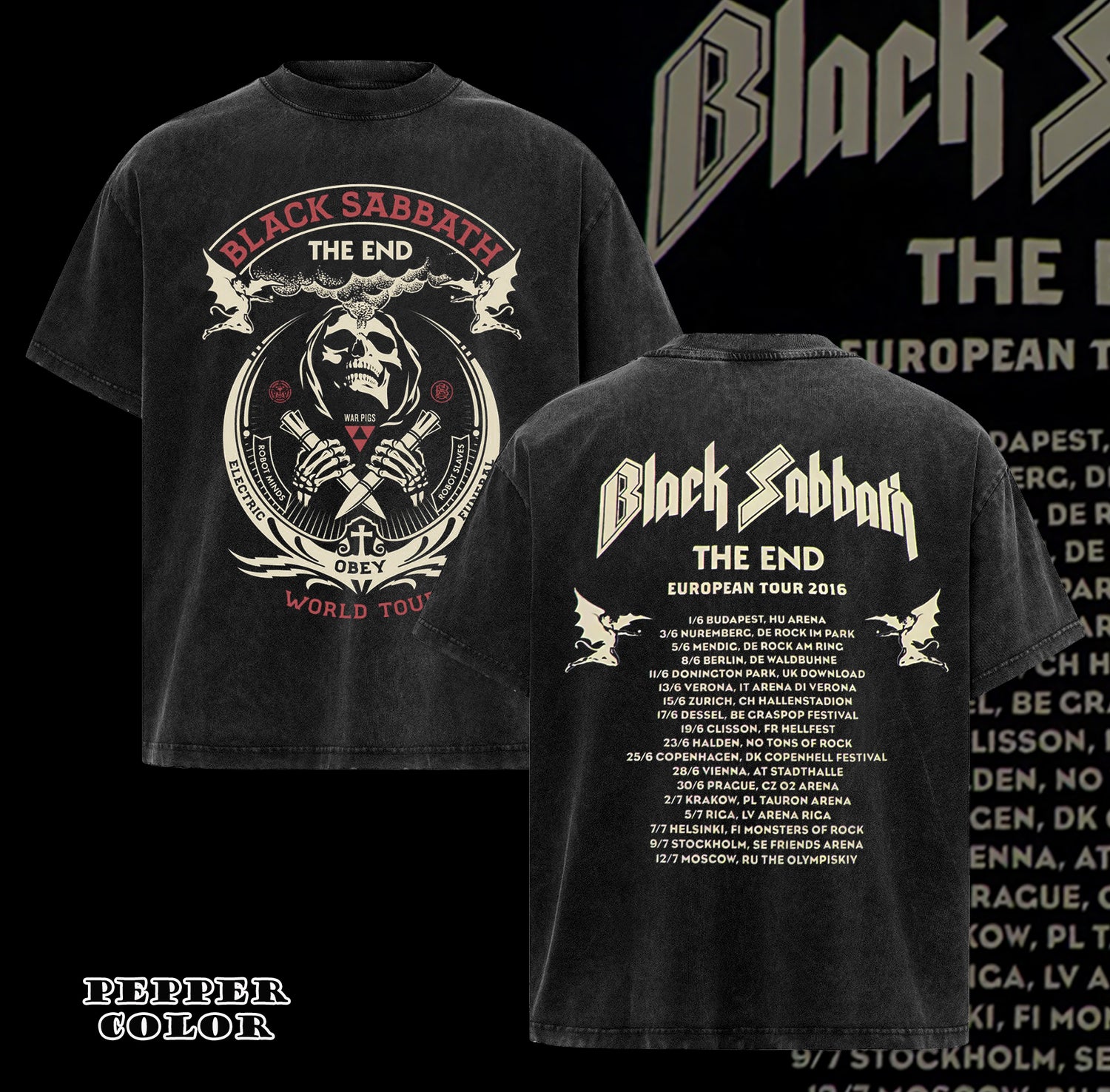 Vintage Black Sabbath The End World Tour  Unisex Tshirt