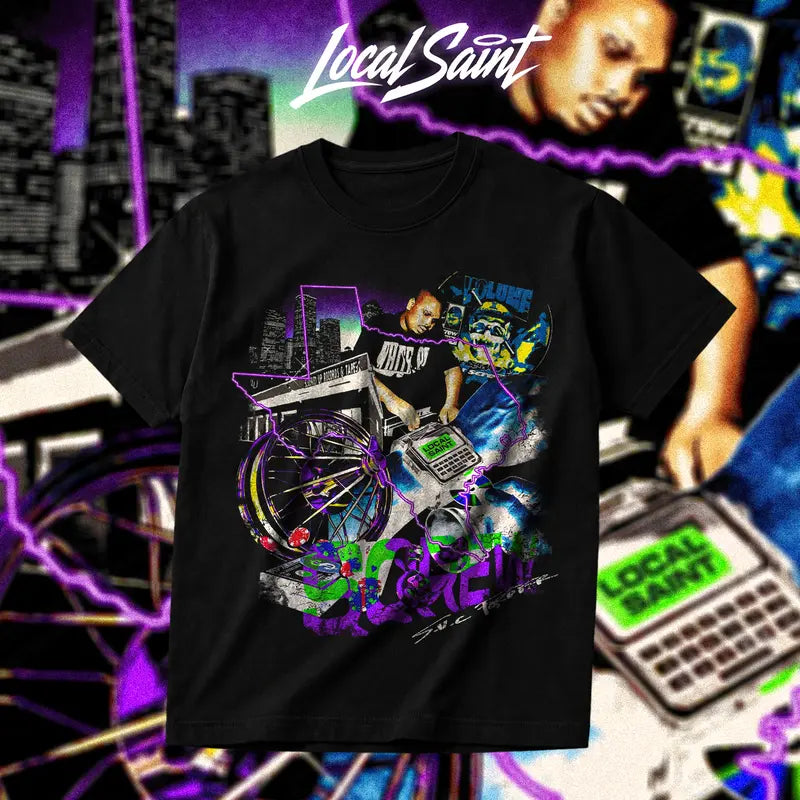 DJ Screw Collection Heavy Cotton Unisex Graphic T-Shirt Hoodie Houston Texas Screwed Up Click DJ Screw 713 Crewneck Tee, Vintage Streetwear Graphic T-Shirt Direct To Garment Breathable Print