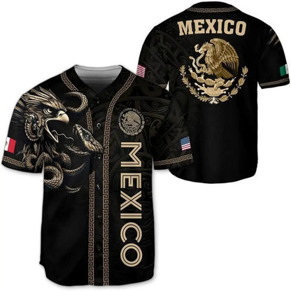 Mexico Flag Baseball Jersey, Green White Red Button Up Shirt