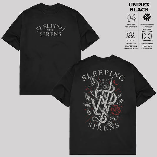 Sleeping With Sirens Rock Band T-Shirt, Snake & Rose Graphic Tee