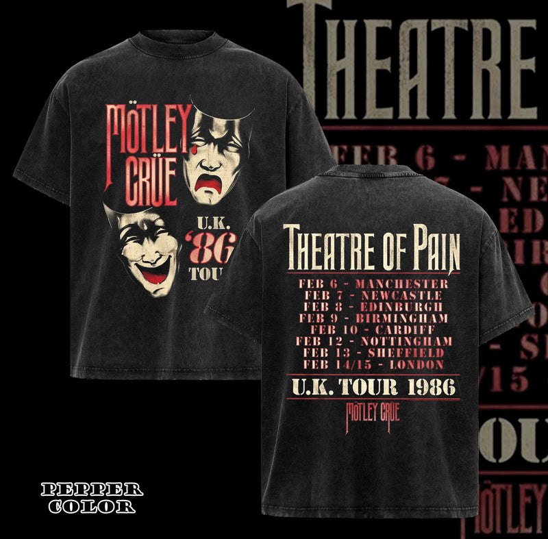 Vintage Motley Crue Theatre of Pain UK Tour 1986 Men's T Shirt