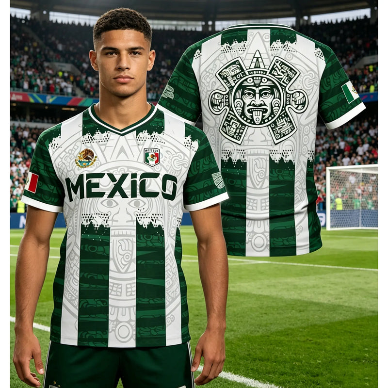 2026 Mexico Aztec Calendar Soccer Jersey, All over Print