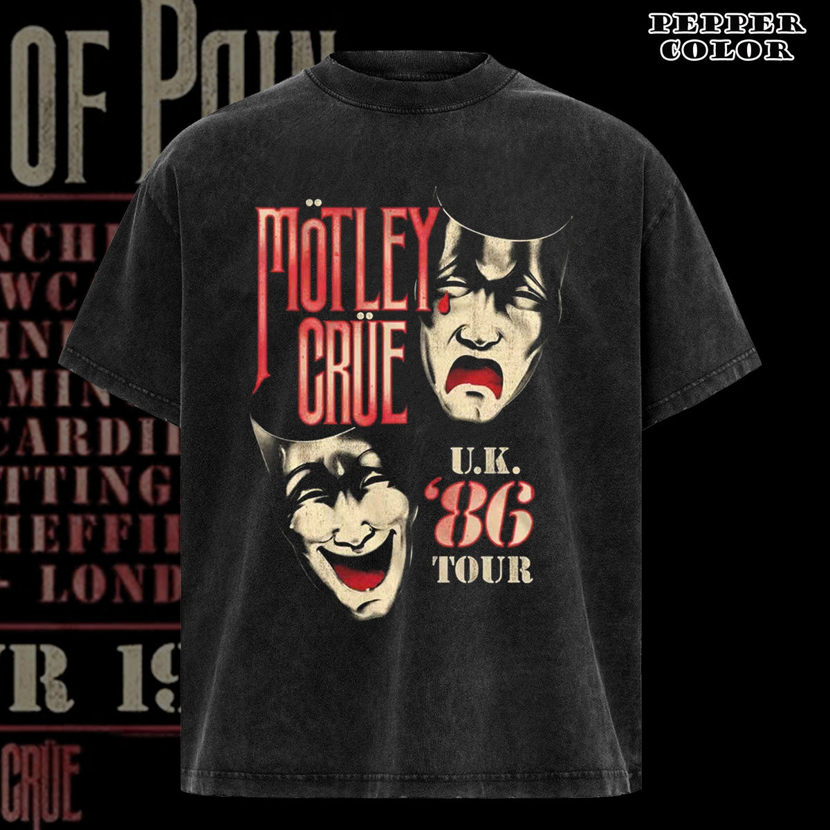 Vintage Motley Crue Theatre of Pain UK Tour 1986 Men's T Shirt