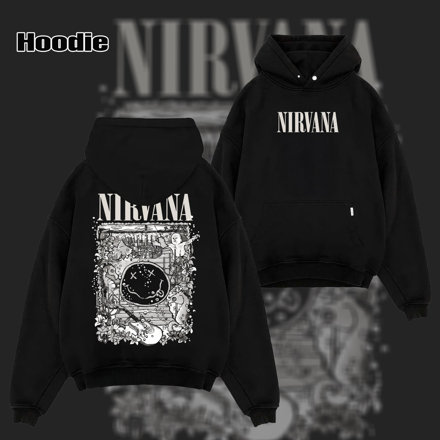 Vintage Nirvana Graphic Art Logo Rock Band T-shirt & hoodie
