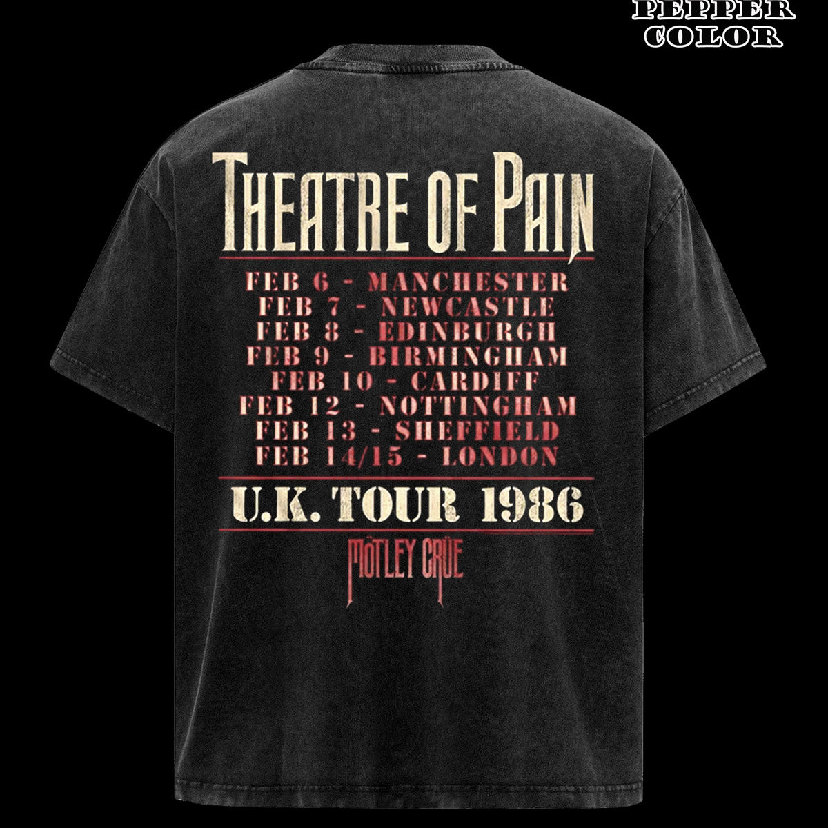 Vintage Motley Crue Theatre of Pain UK Tour 1986 Men's T Shirt