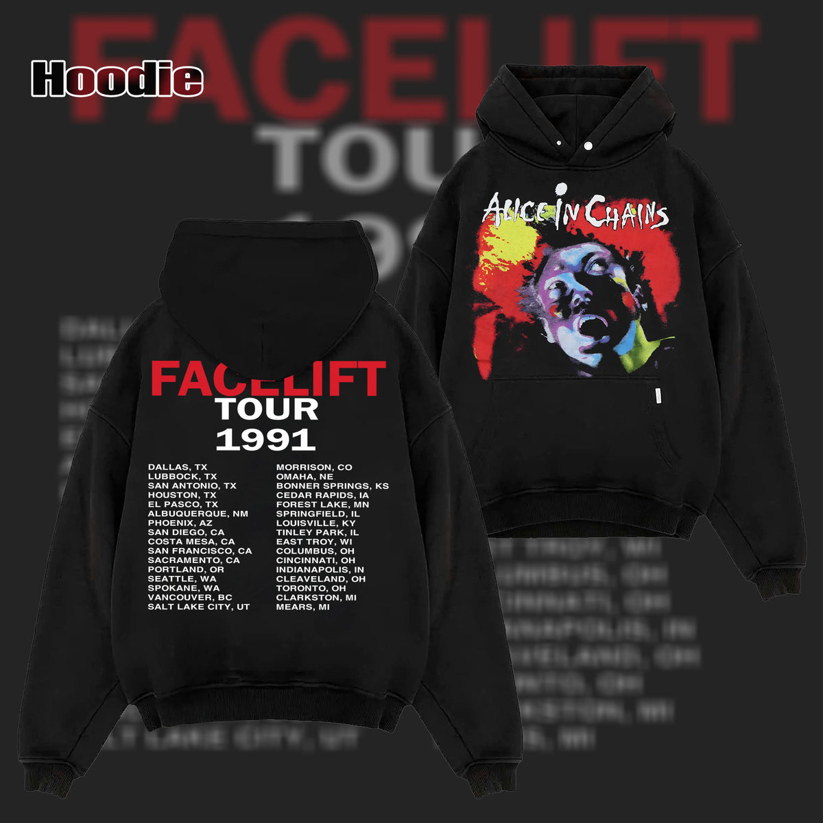 Retro Alice in Chains Facelift Tour 1991 T-Shirt & Hoodie